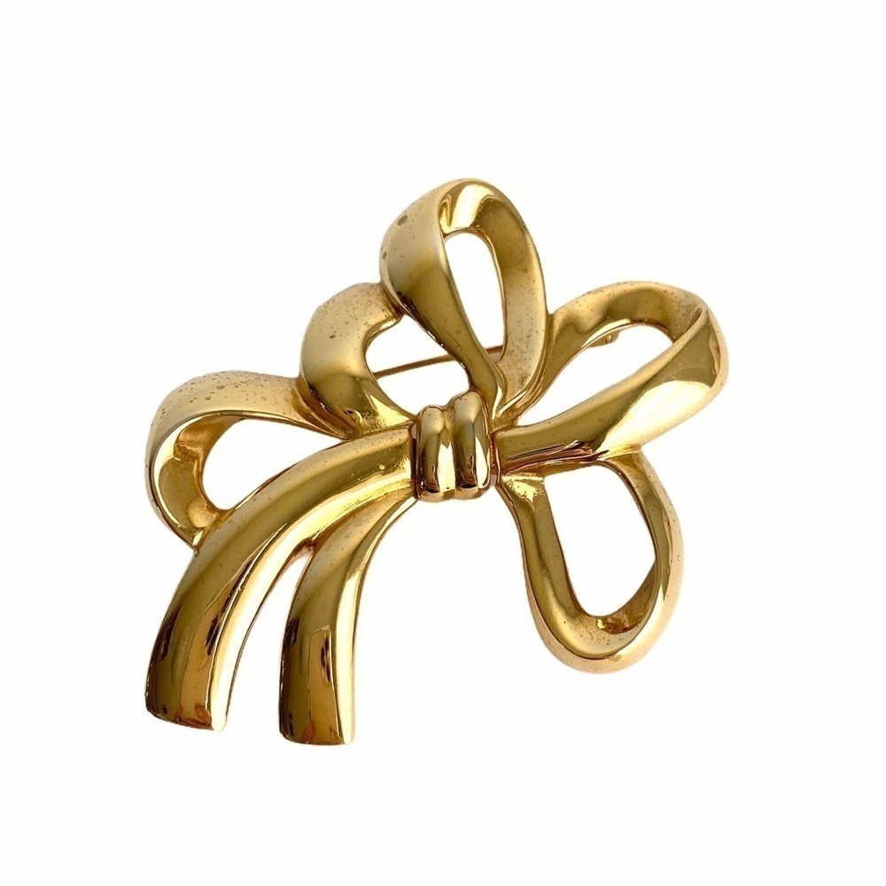 Vintage‎ Monet Gold Tone Ribbon Brooch Bow Pin Feminine Coquette Girl